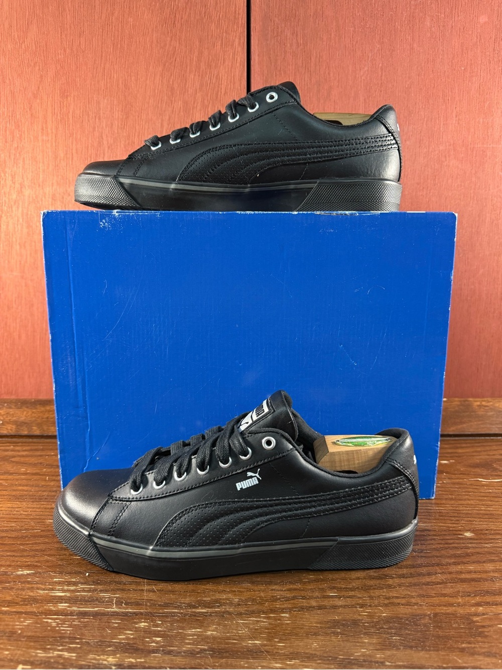 Puma Benny Triple Black Men’s Athletic Leather Shoes Size US 8,5 |350355-04 - Picture 1 of 8